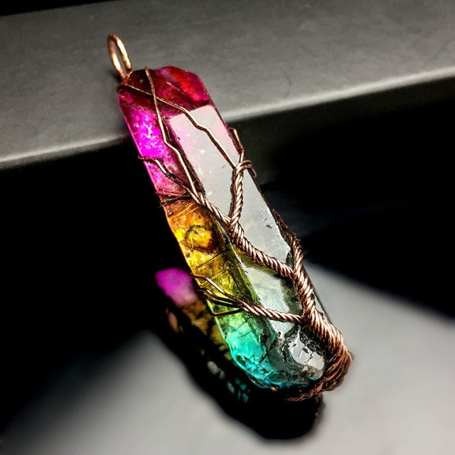 7 Chakra pierre naturelle arbre de vie pendentif