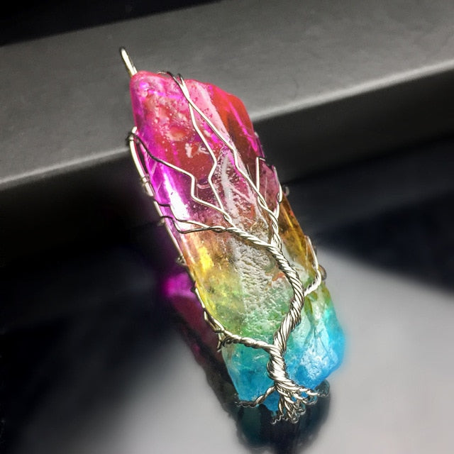 7 Chakra pierre naturelle arbre de vie pendentif