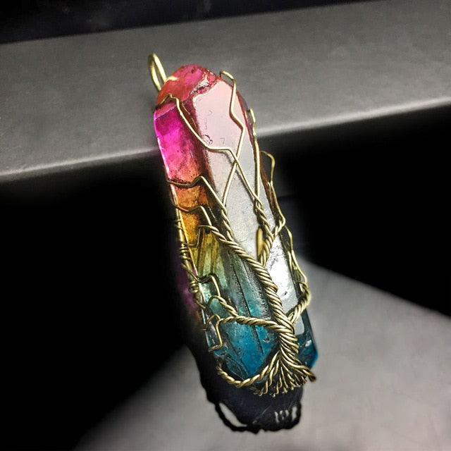 7 Chakra pierre naturelle arbre de vie pendentif