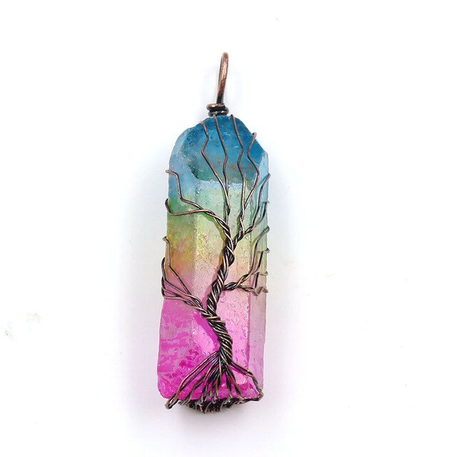 7 Chakra pierre naturelle arbre de vie pendentif