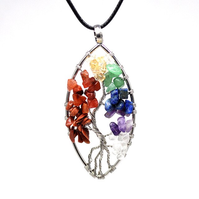 7 Chakra pierre naturelle arbre de vie pendentif