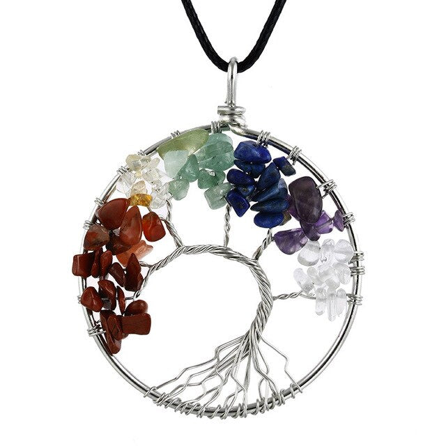 7 Chakra pierre naturelle arbre de vie pendentif
