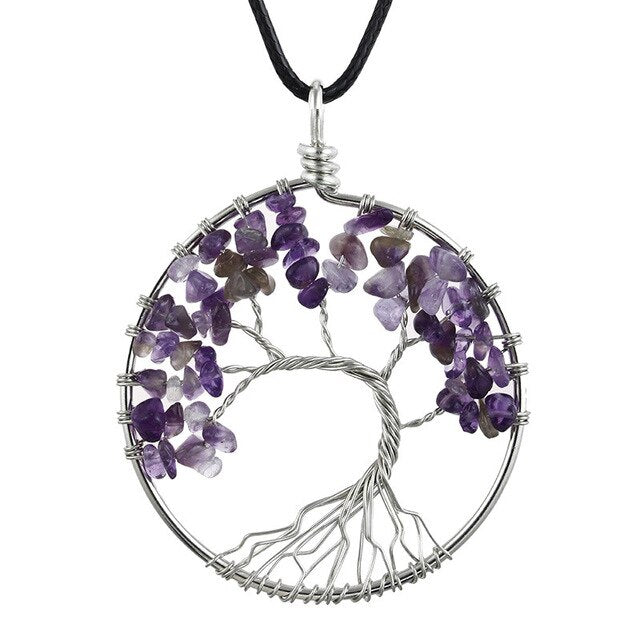 7 Chakra pierre naturelle arbre de vie pendentif