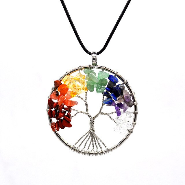 7 Chakra pierre naturelle arbre de vie pendentif