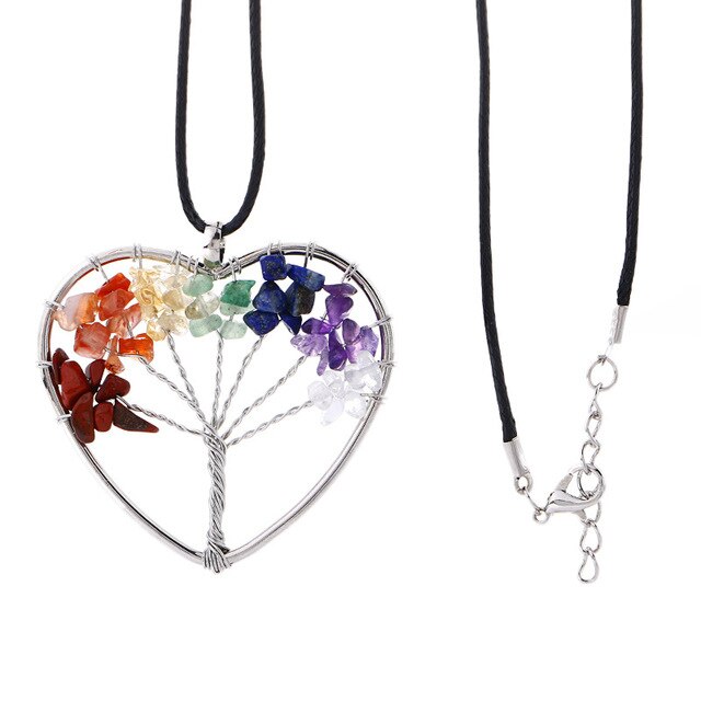 7 Chakra pierre naturelle arbre de vie pendentif