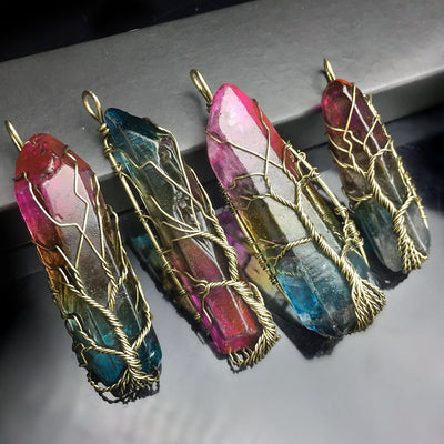7 Chakra pierre naturelle arbre de vie pendentif