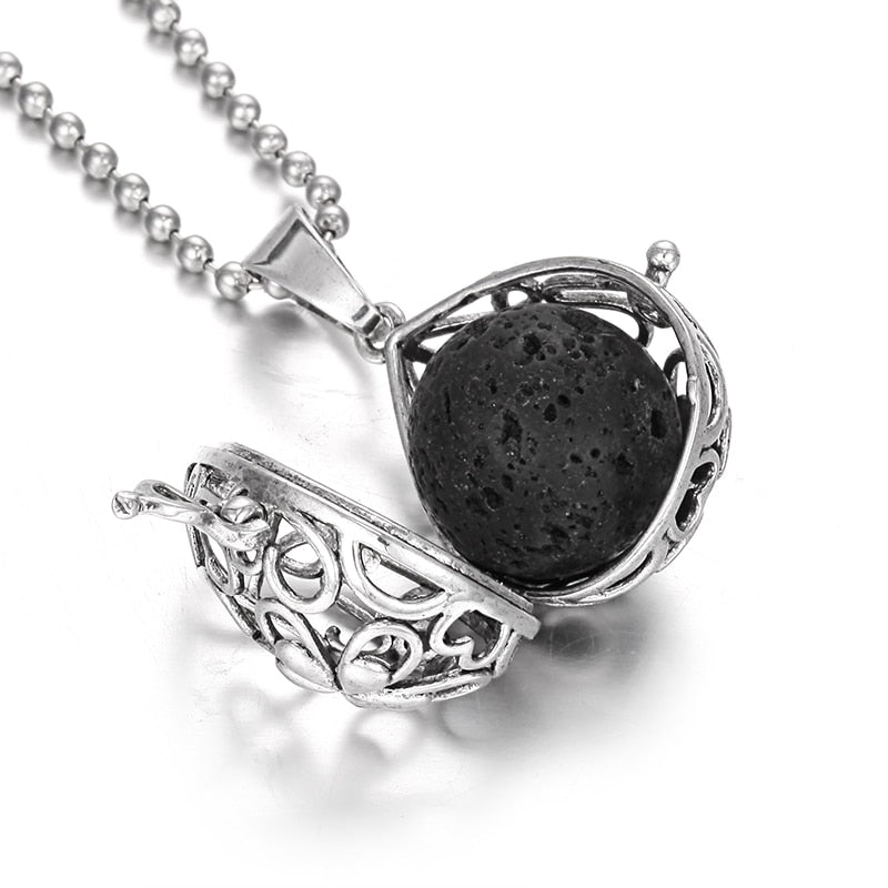 Pendentif "Symbole Sacré et Pierre de Lave" Diffuseur d'Huile Essentielle - 24 symboles disponibles