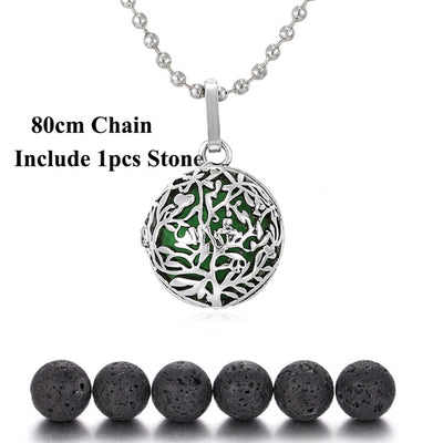 Pendentif "Symbole Sacré et Pierre de Lave" Diffuseur d'Huile Essentielle - 24 symboles disponibles