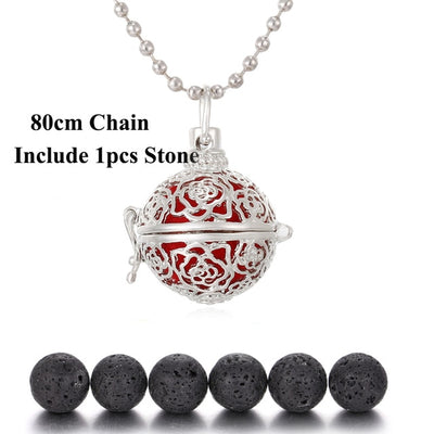 Pendentif "Symbole Sacré et Pierre de Lave" Diffuseur d'Huile Essentielle - 24 symboles disponibles
