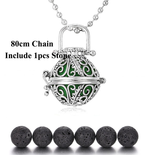 Pendentif "Symbole Sacré et Pierre de Lave" Diffuseur d'Huile Essentielle - 24 symboles disponibles