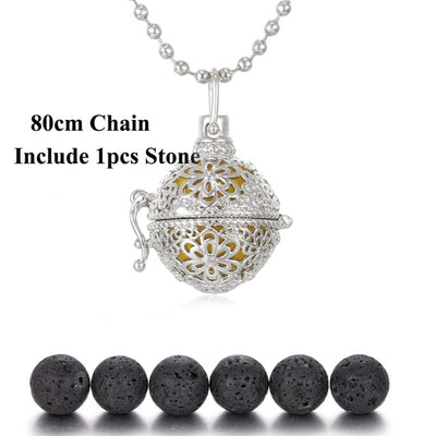 Pendentif "Symbole Sacré et Pierre de Lave" Diffuseur d'Huile Essentielle - 24 symboles disponibles