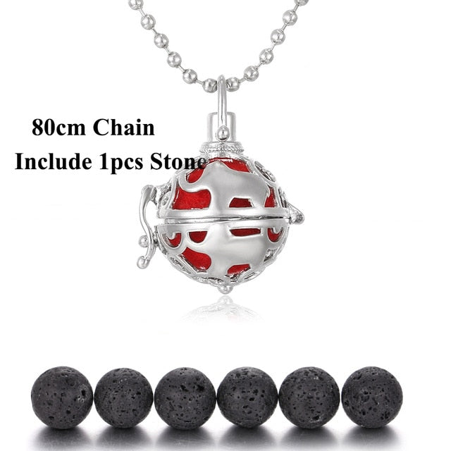 Pendentif "Symbole Sacré et Pierre de Lave" Diffuseur d'Huile Essentielle - 24 symboles disponibles