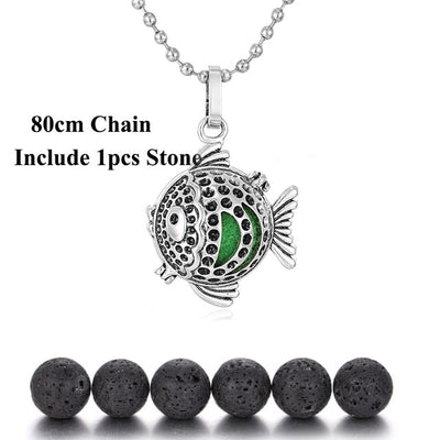 Pendentif "Symbole Sacré et Pierre de Lave" Diffuseur d'Huile Essentielle - 24 symboles disponibles