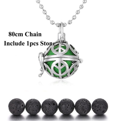 Pendentif "Symbole Sacré et Pierre de Lave" Diffuseur d'Huile Essentielle - 24 symboles disponibles