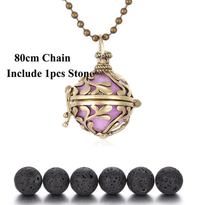 Pendentif "Symbole Sacré et Pierre de Lave" Diffuseur d'Huile Essentielle - 24 symboles disponibles