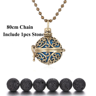 Pendentif "Symbole Sacré et Pierre de Lave" Diffuseur d'Huile Essentielle - 24 symboles disponibles