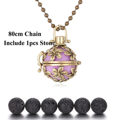 Pendentif "Symbole Sacré et Pierre de Lave" Diffuseur d'Huile Essentielle - 24 symboles disponibles