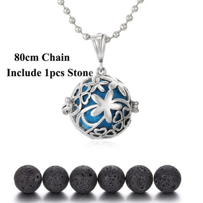 Pendentif "Symbole Sacré et Pierre de Lave" Diffuseur d'Huile Essentielle - 24 symboles disponibles
