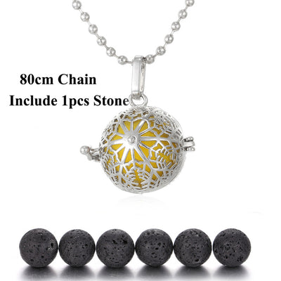 Pendentif "Symbole Sacré et Pierre de Lave" Diffuseur d'Huile Essentielle - 24 symboles disponibles
