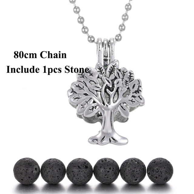 Pendentif "Symbole Sacré et Pierre de Lave" Diffuseur d'Huile Essentielle - 24 symboles disponibles