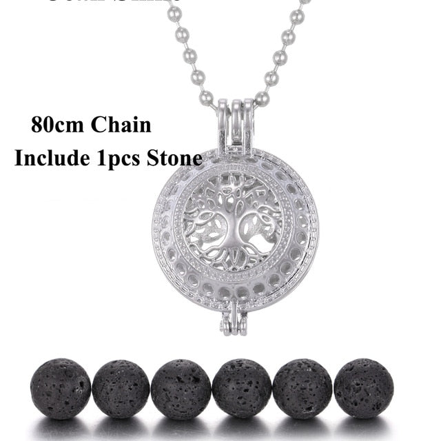 Pendentif "Symbole Sacré et Pierre de Lave" Diffuseur d'Huile Essentielle - 24 symboles disponibles