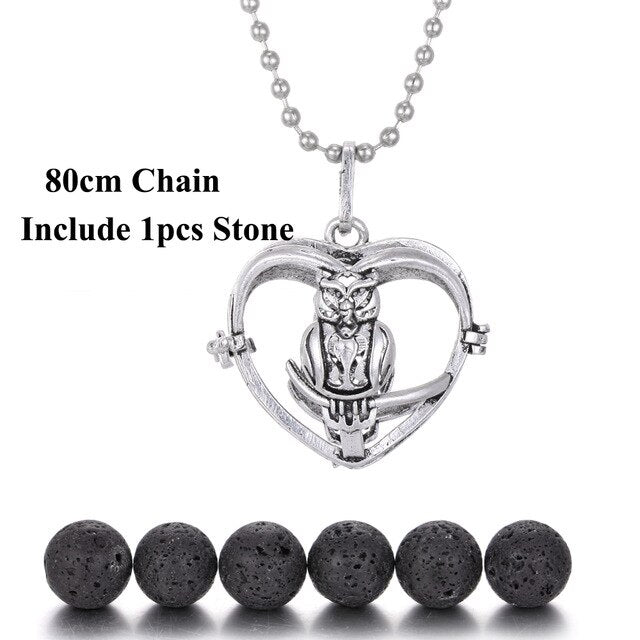 Pendentif "Symbole Sacré et Pierre de Lave" Diffuseur d'Huile Essentielle - 24 symboles disponibles