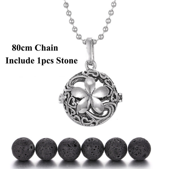 Pendentif "Symbole Sacré et Pierre de Lave" Diffuseur d'Huile Essentielle - 24 symboles disponibles