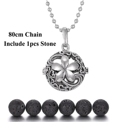 Pendentif "Symbole Sacré et Pierre de Lave" Diffuseur d'Huile Essentielle - 24 symboles disponibles