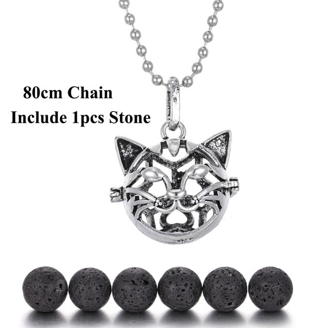 Pendentif "Symbole Sacré et Pierre de Lave" Diffuseur d'Huile Essentielle - 24 symboles disponibles