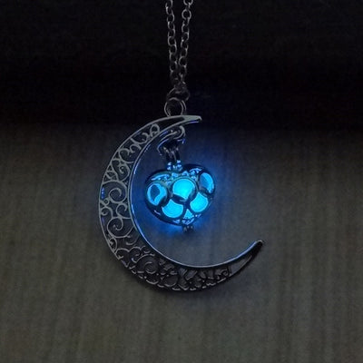 Collier avec pendentif en pierre lumineuse Antique perles scintillantes dans les ténèbres