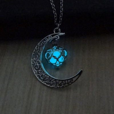 Collier avec pendentif en pierre lumineuse Antique perles scintillantes dans les ténèbres