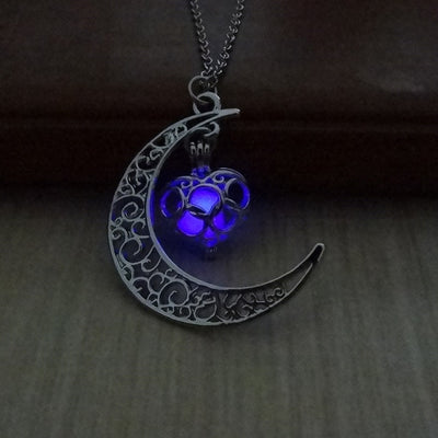 Collier avec pendentif en pierre lumineuse Antique perles scintillantes dans les ténèbres