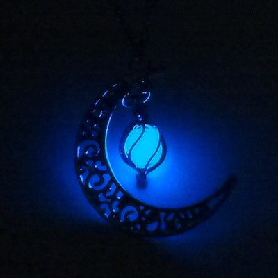Collier avec pendentif en pierre lumineuse Antique perles scintillantes dans les ténèbres