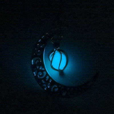 Collier avec pendentif en pierre lumineuse Antique perles scintillantes dans les ténèbres