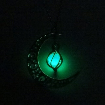 Collier avec pendentif en pierre lumineuse Antique perles scintillantes dans les ténèbres
