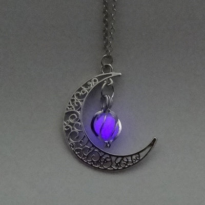 Collier avec pendentif en pierre lumineuse Antique perles scintillantes dans les ténèbres