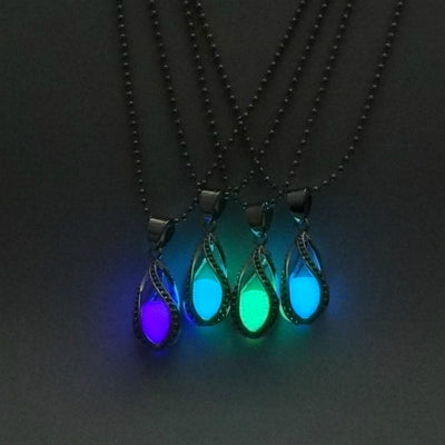 Collier avec pendentif en pierre lumineuse Antique perles scintillantes dans les ténèbres