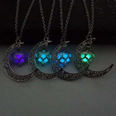 Collier avec pendentif en pierre lumineuse Antique perles scintillantes dans les ténèbres