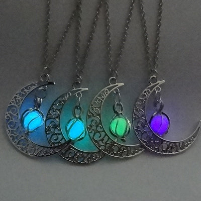 Collier avec pendentif en pierre lumineuse Antique perles scintillantes dans les ténèbres