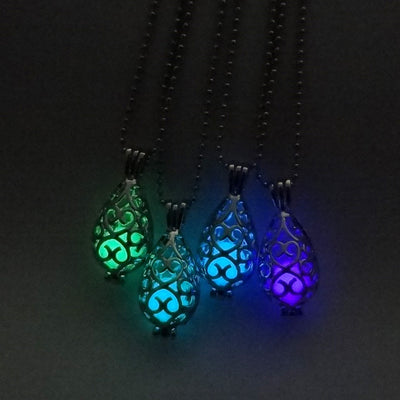 Collier avec pendentif en pierre lumineuse Antique perles scintillantes dans les ténèbres