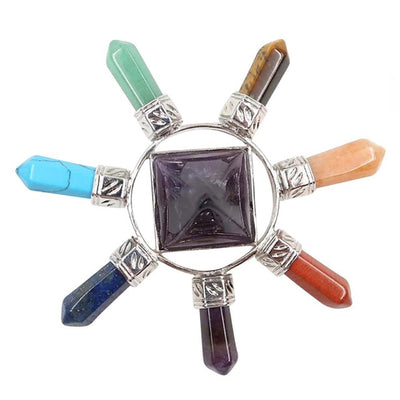 Pirámide creativa, generador de energía de cristal, puntos de piedra, piedra de amatista de siete direcciones para decoración del hogar