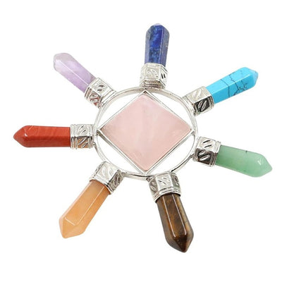Pirámide creativa, generador de energía de cristal, puntos de piedra, piedra de amatista de siete direcciones para decoración del hogar