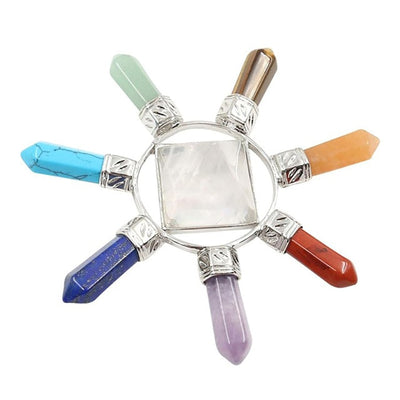 Pirámide creativa, generador de energía de cristal, puntos de piedra, piedra de amatista de siete direcciones para decoración del hogar
