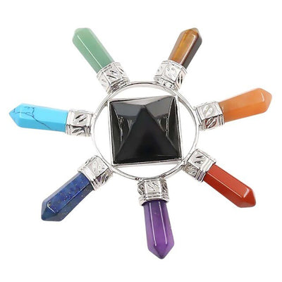 Pirámide creativa, generador de energía de cristal, puntos de piedra, piedra de amatista de siete direcciones para decoración del hogar
