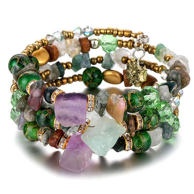 Bracelet Ethnique, breloques, perles et pierres brutes naturelles - 12 modèles différents