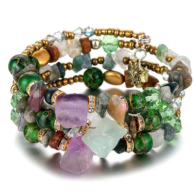 Bracelet Ethnico, breloques, perlas y piedras brutas naturales-12 modelos diferentes