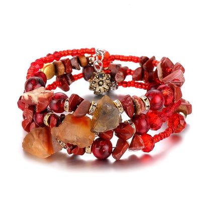 Bracelet Ethnique, breloques, perles et pierres brutes naturelles - 12 modèles différents