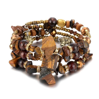 Bracelet Ethnique, breloques, perles et pierres brutes naturelles - 12 modèles différents