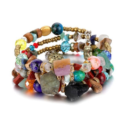 Bracelet Ethnique, breloques, perles et pierres brutes naturelles - 12 modèles différents