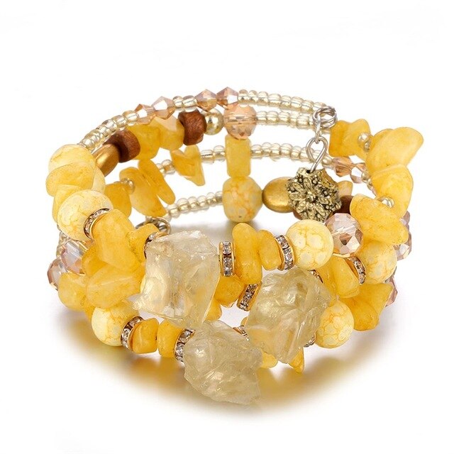 Bracelet Ethnico, breloques, perlas y piedras brutas naturales-12 modelos diferentes